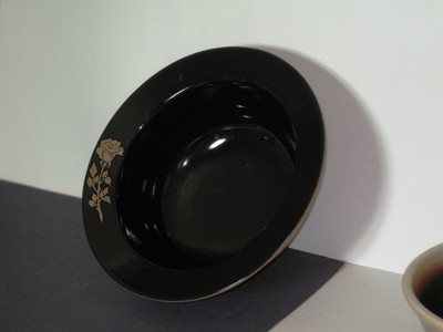 Bowl FRANKOMA POTTERY Terra Cotta Baker with Black Glaze Finish 10-1/8 x 3.75dp