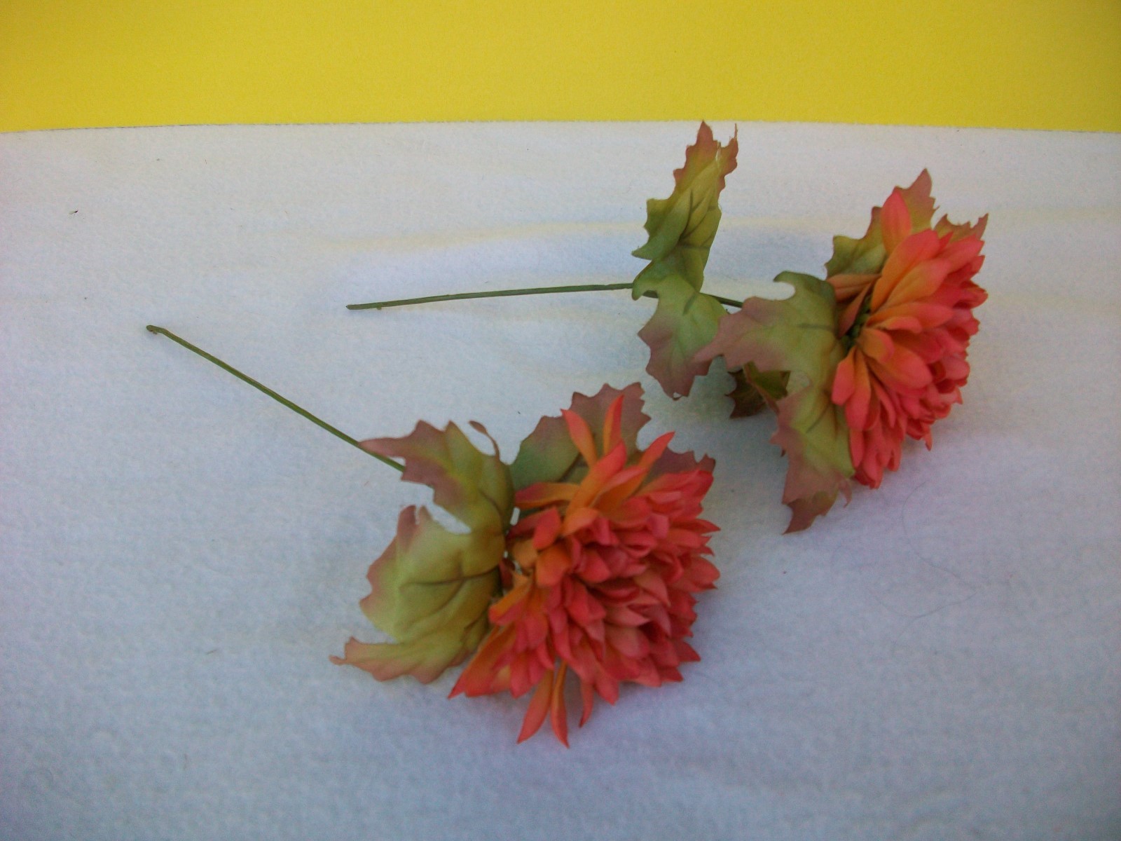 Fall Leaves 5 Bunch Maple Red Orange Artificial Silk Fall Floral Craft Art Decor