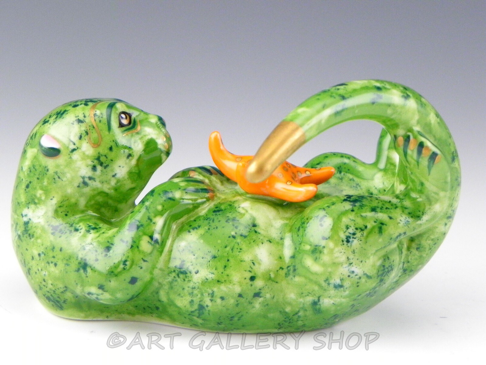 Hollohaza Hungary Porcelain Figurine By Lynn Chase HANDPAINTED SEA OTTER Mint