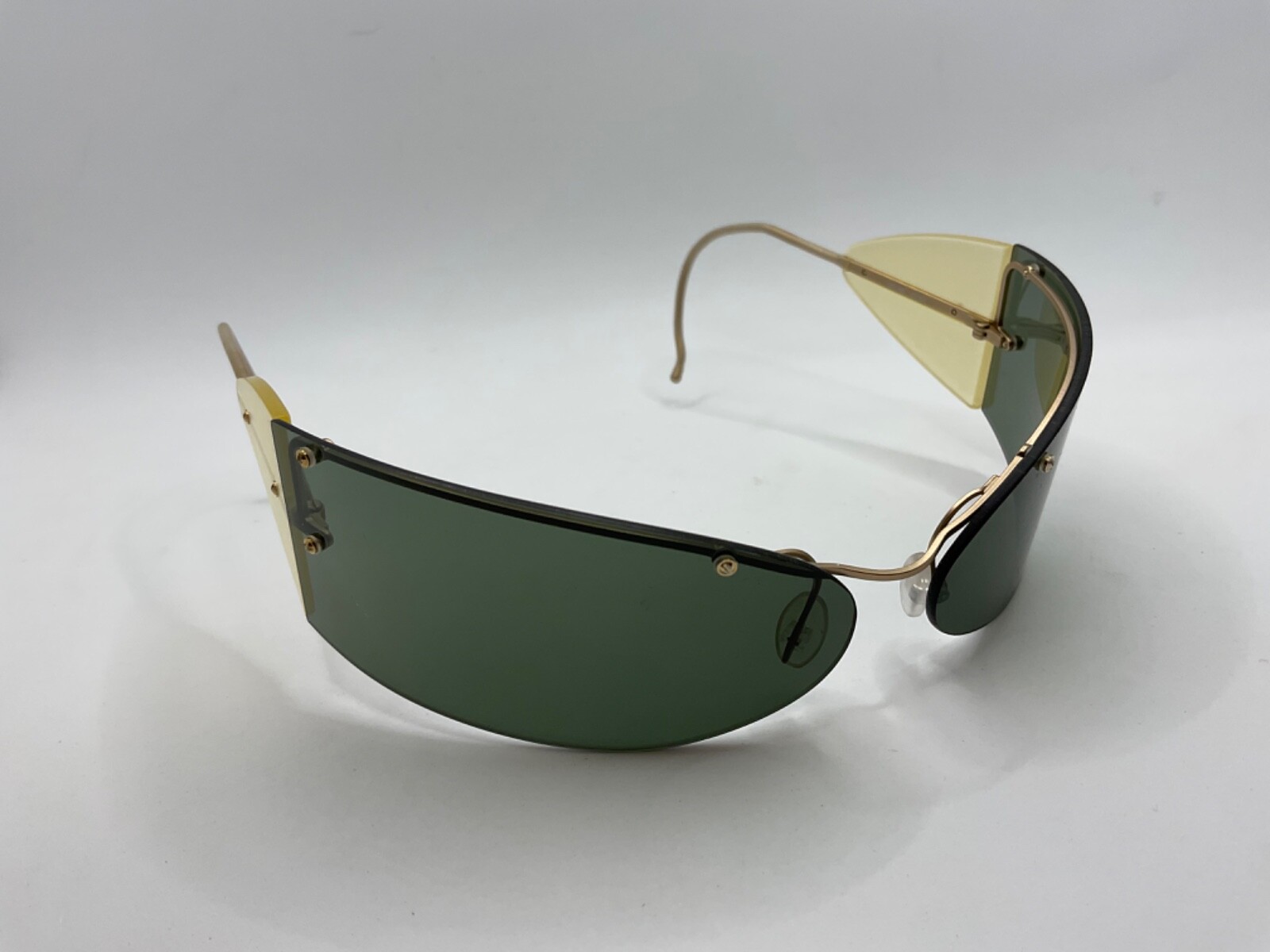 PRADA SPR65B ITALY Wrap Style Sunglasses, Green Lenses and