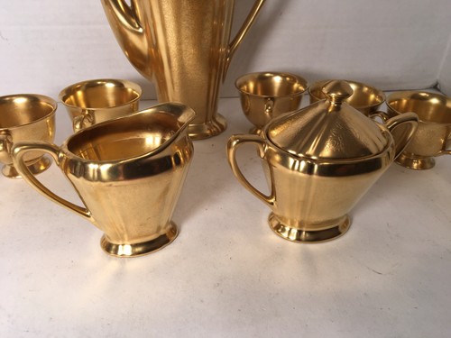 PICKARD China - ROSE & DAISY Gold Encrusted Pattern DEMITASSE COFFEE SERVICE SET