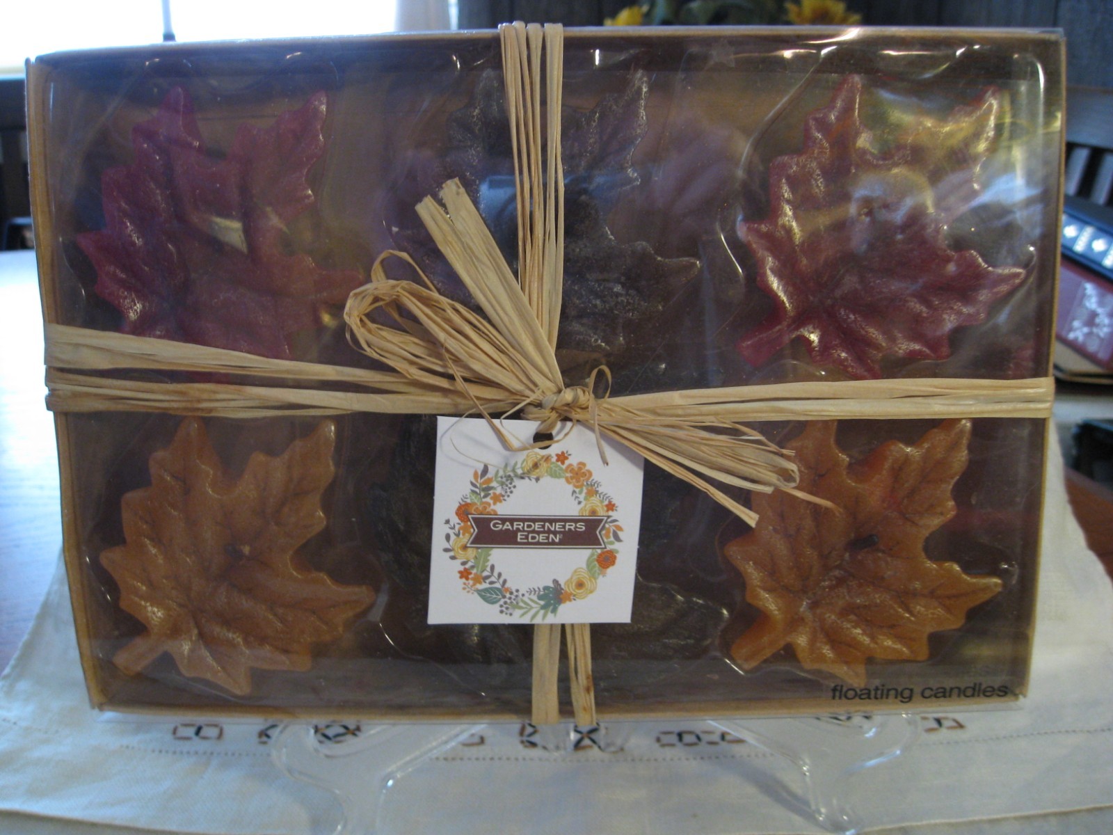 Set 6 Harvest-Fall-Leaves-Autumn-Multi-Color-Floating-Thanksgiving-Candles EC