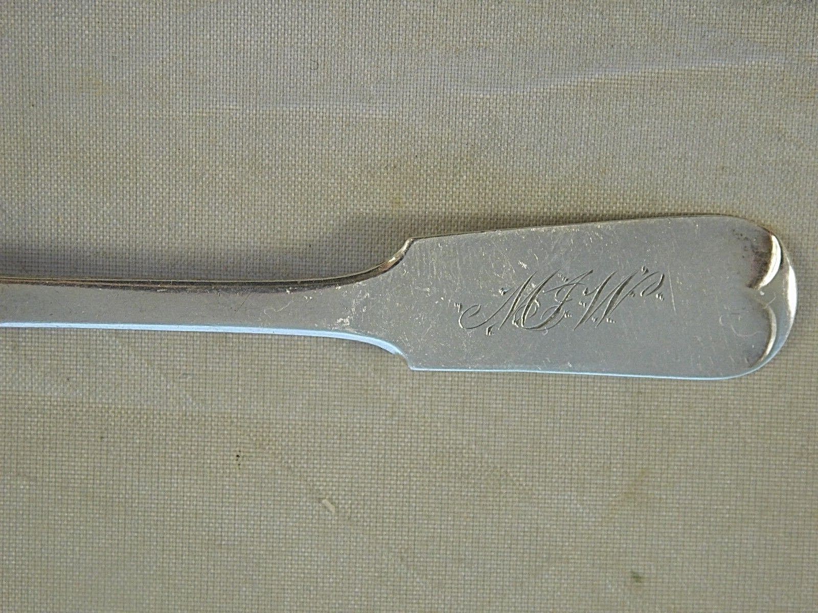 ANTIQUE B. GARDINER COIN SILVER MASTER SALT SPOON / SHOVEL PHILADELPHIA NEW YORK