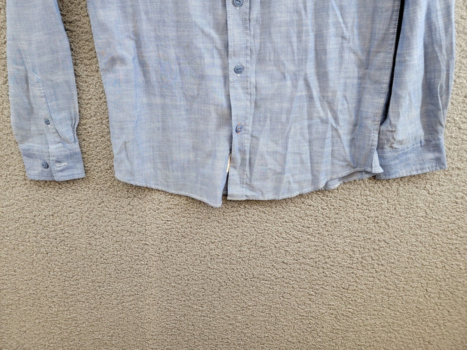 Weatherproof Vintage Long Sleeve Solid Cotton Twill Shirt Men's S French Navy - Picture 4 of 19