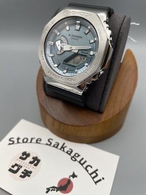 Pre-owned Casio G-shock Gbm-2100a-1a2jf Metal Case Blue Dial Bluetooth Men's Watch