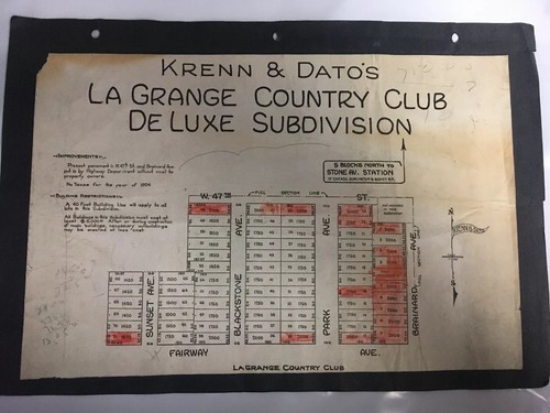 Vintage Chicago Land Plat Plot Subdivision Map Marquette Highland LaGrange Club