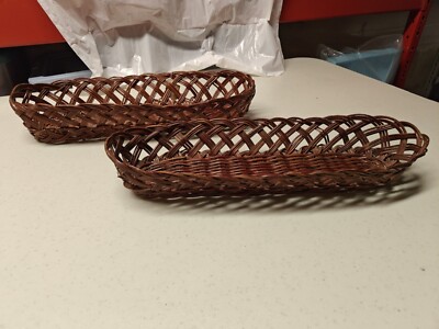 Vintage Bread Basket  Baguette Wicker Braided Wicker 15'' Long