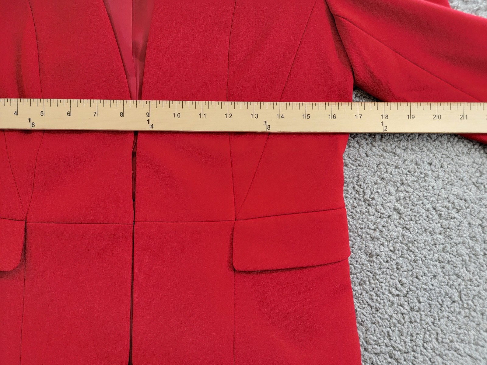Kasper Collarless Open-Front Long-Sleeve Jacket Women's XS Crimson Flap Pockets - Picture 6 of 16