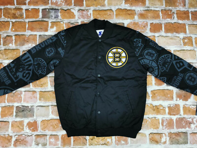 STARTER BOSTON BRUINS STARTER VINTAGE BOMBER USA NHL JACKET RETRO BEARS GREEN: L
