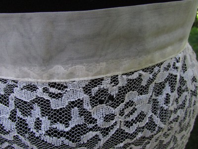 Vintage Ivory Lace Half Apron with Lace Trim