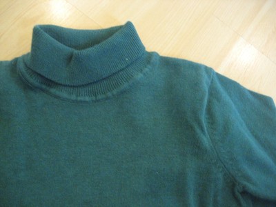 Boys 4/5 Dark Green KNIT Turtleneck SWEATER 100% Cotton Pullover Top  H & M