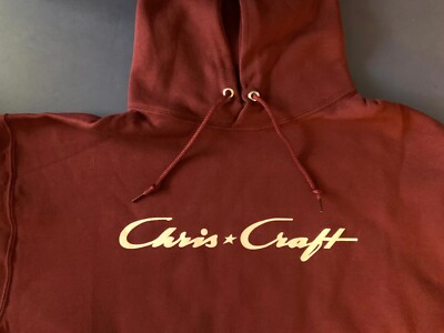 Chris Craft Screen Printed Maroon Hooded Sweatshirt 9.3 oz. Heavy 50/50s