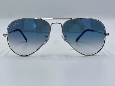 Ray Ban Aviator Silver 3025 003/3F Blue Gradient Lenses Sunglasses 62 mm New