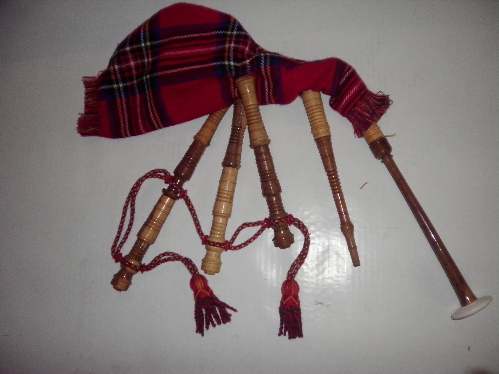 Junior Playable Bagpipe New in Box Red Pattern