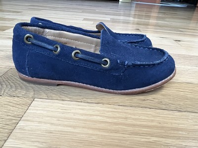 Excellent Janie and Jack Boy's Blue Suede Leather Loafer Shoes Size: 8