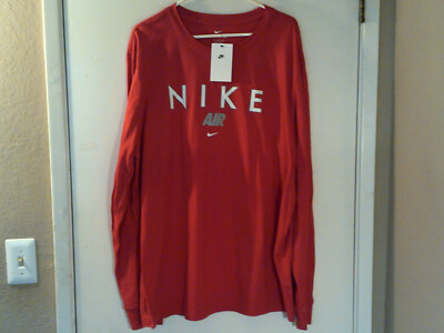 NEW NIKE SPORTSWEAR ''Air Logo LS Tee'' MEN'S RED WHITE T-SHIRT 2XL FN8574-657