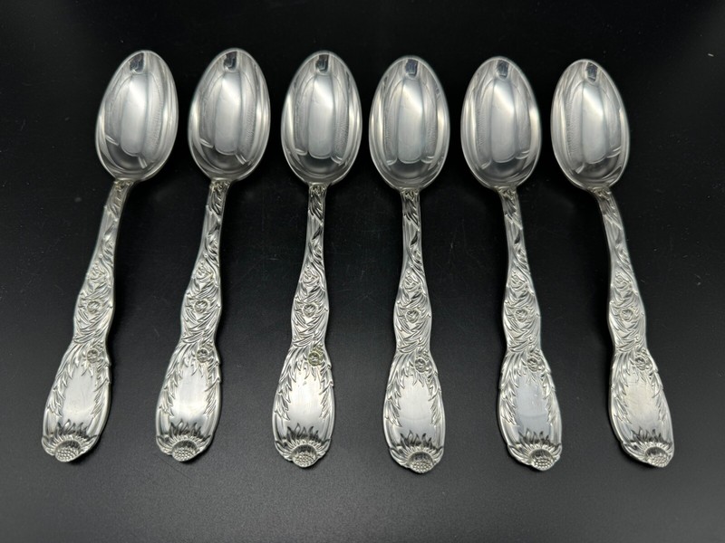 Lot of 6 Tiffany & Co Chrysanthemum Sterling Silver Spoons,