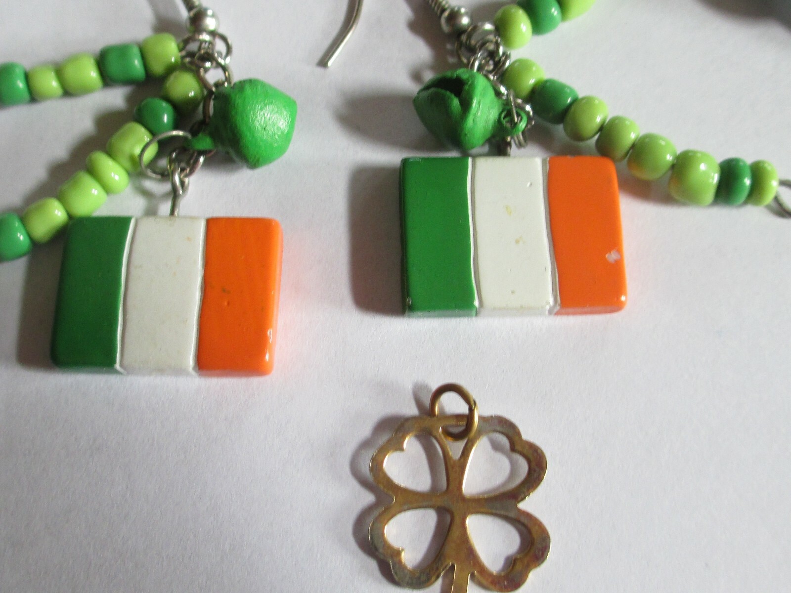 ST PATRICK'S DAY jewelry lot LUCK IRISH pin flag earrings CLOVER charm holiday