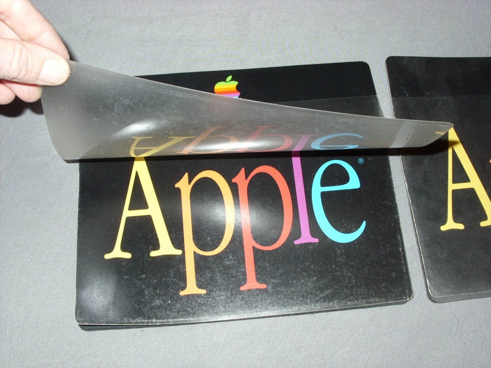 2 Vintage Apple See-Thru Mouse Pads - Rare!
