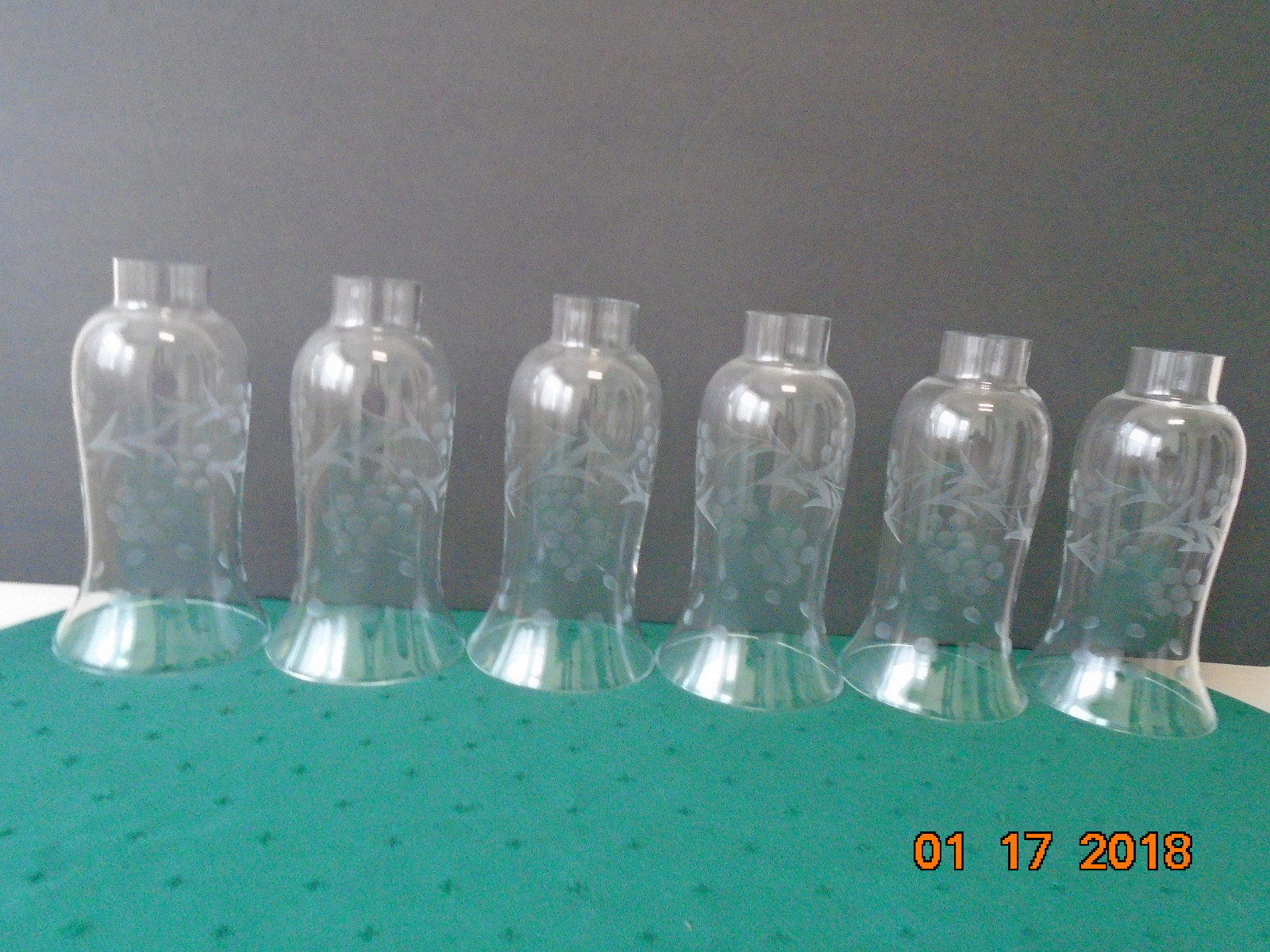 one etched clear glass lamp shade,vintage #4