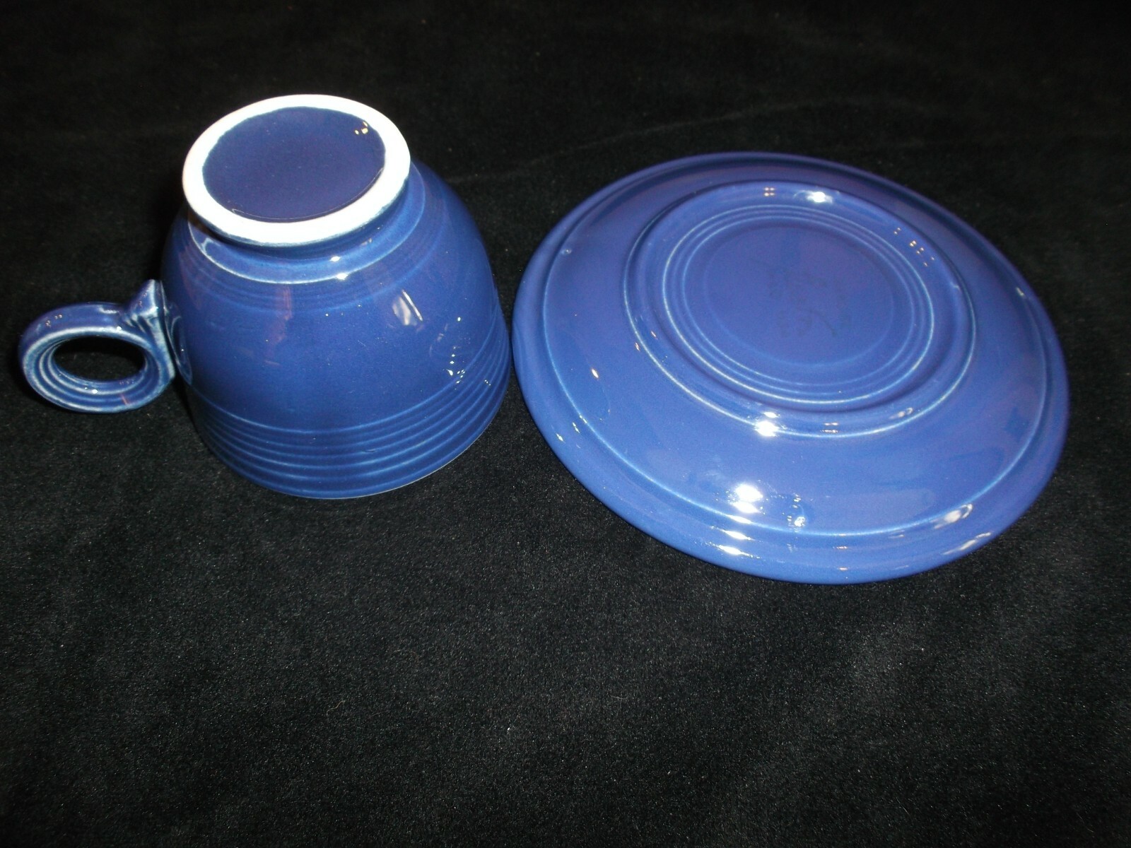 VINTAGE FIESTA WARE CUP SAUCER ORIGINAL COBALT BLUE HOMER LAUGHLIN