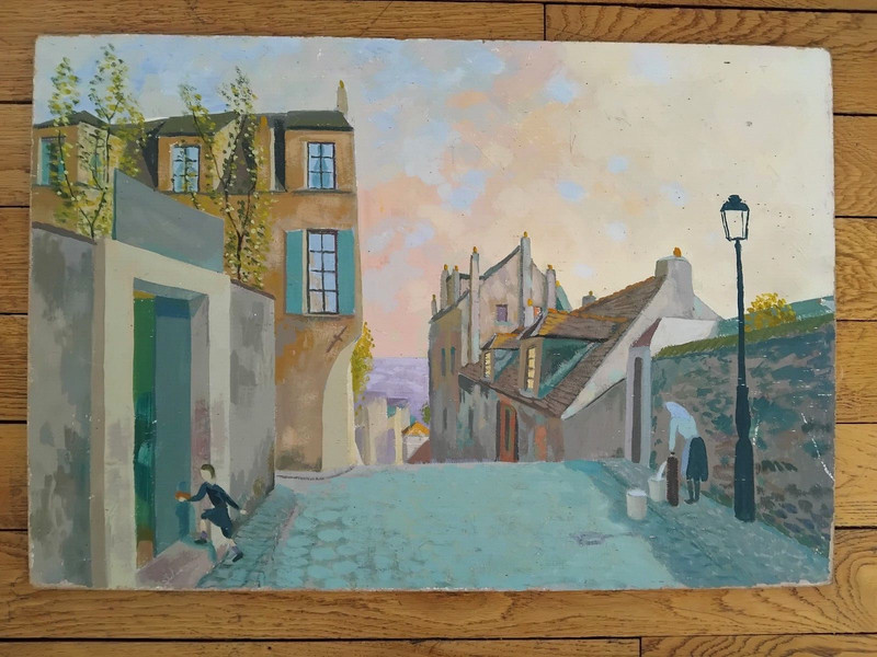 Robert Mahelin 1889/1968 Rue Des Hauts De Montmartre Au Crepuscule H/Iso 72 X 49