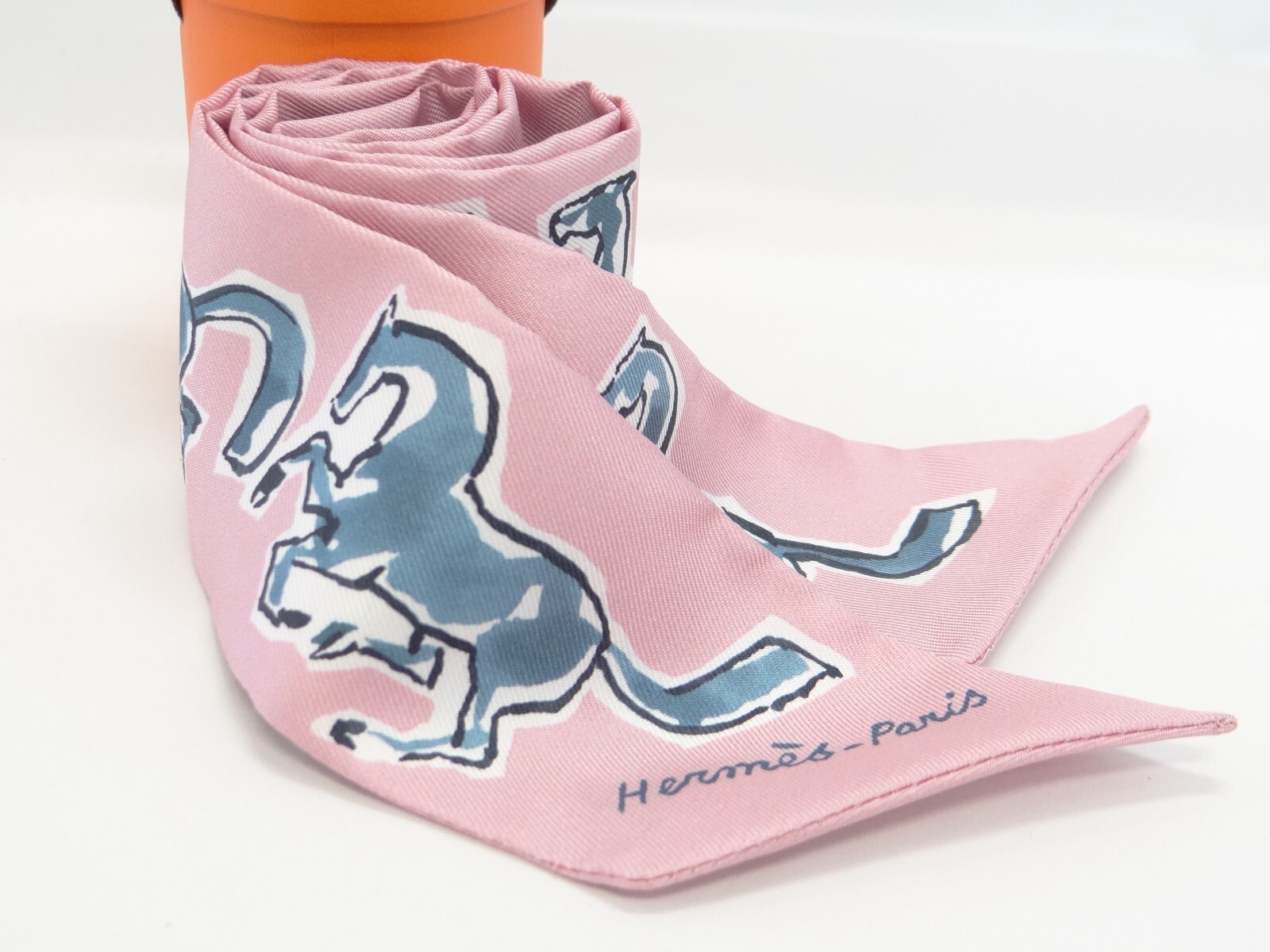 HERMES Scarf Twilly Silk Chevaux En Liberte Horse Pink w/Box 13190229500 h  | eBay