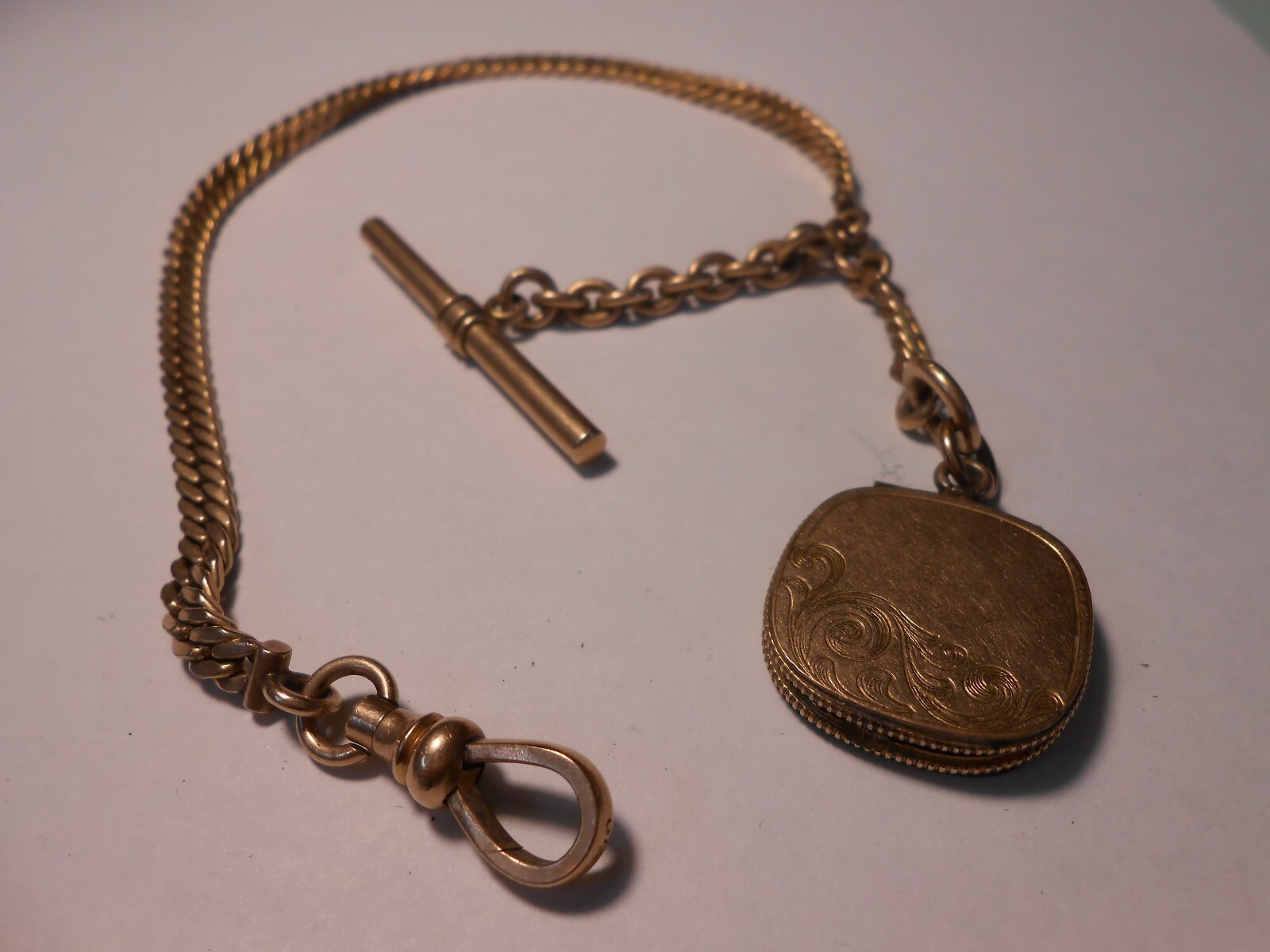 Vintage Rolled Gold Watch Chain With Locket