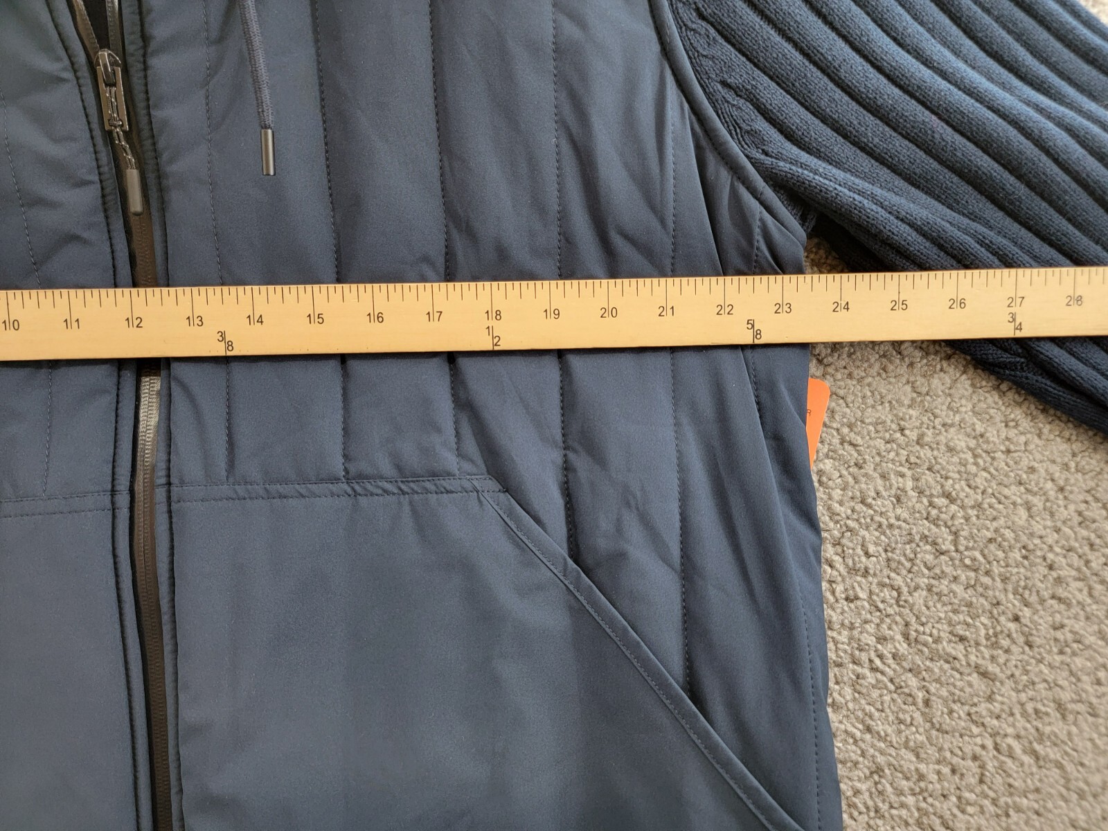 BASS OUTDOOR Mixed Media Zip-Front Hooded Sweater Jacket Men's XL Navy Blaze L/S - Picture 6 of 17