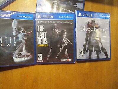 THE LAST OF US REMASTERED, UNTIL DAWN & BLOODBORNE PS4 LOT FIRST PRINT BLUE CASE