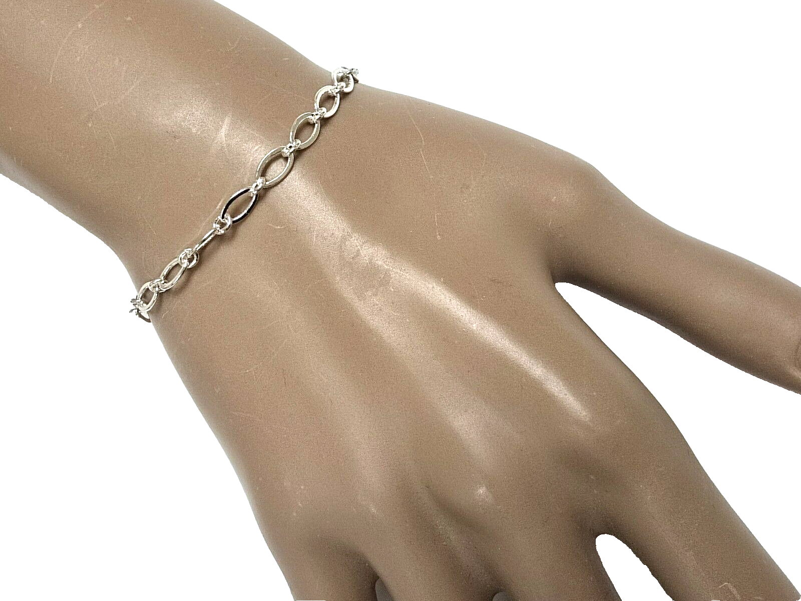 NEW VITTORIA STERLING SILVER CABLE LINK CHAIN BRACELET 7