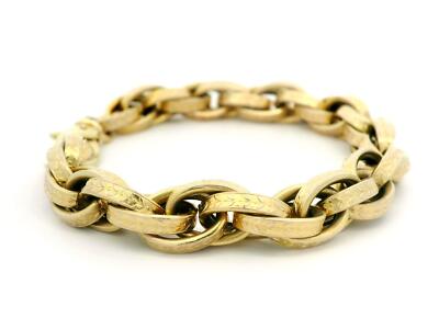 Vintage UNOARRE 14k Gold Textured Floral Pattern Interlocking Link Bracelet