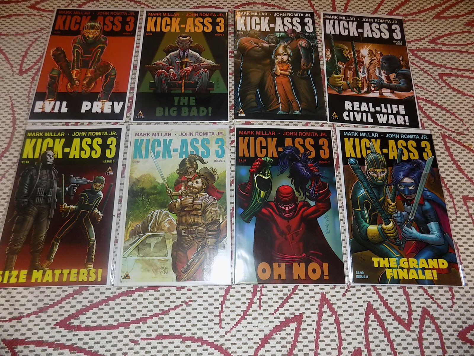 KICK-ASS 3 #1 - 8, COMPLETE SET COMIC BOOKS, ICON, FIRST