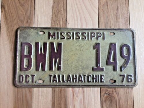 1976 Mississippi Tallahatchie County License Plate