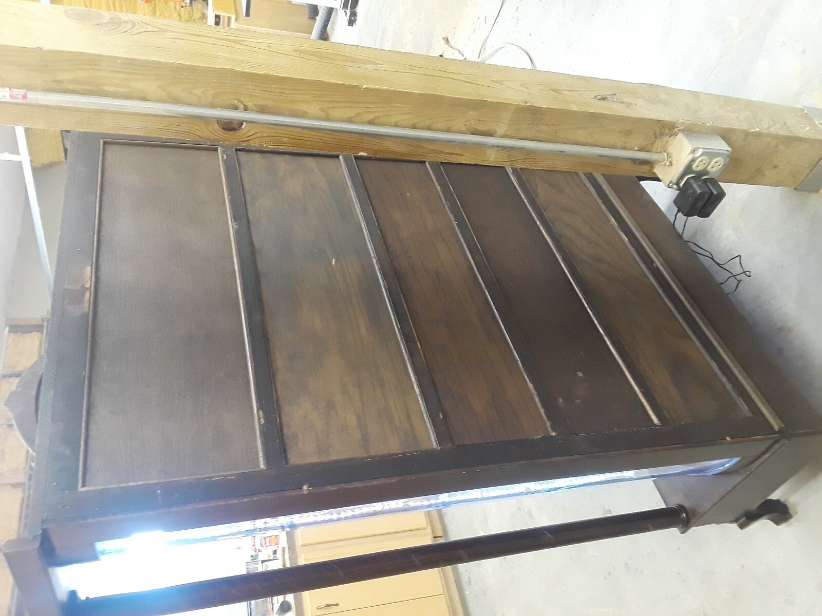 Vintage Oak China Cabinet with Curved Glass