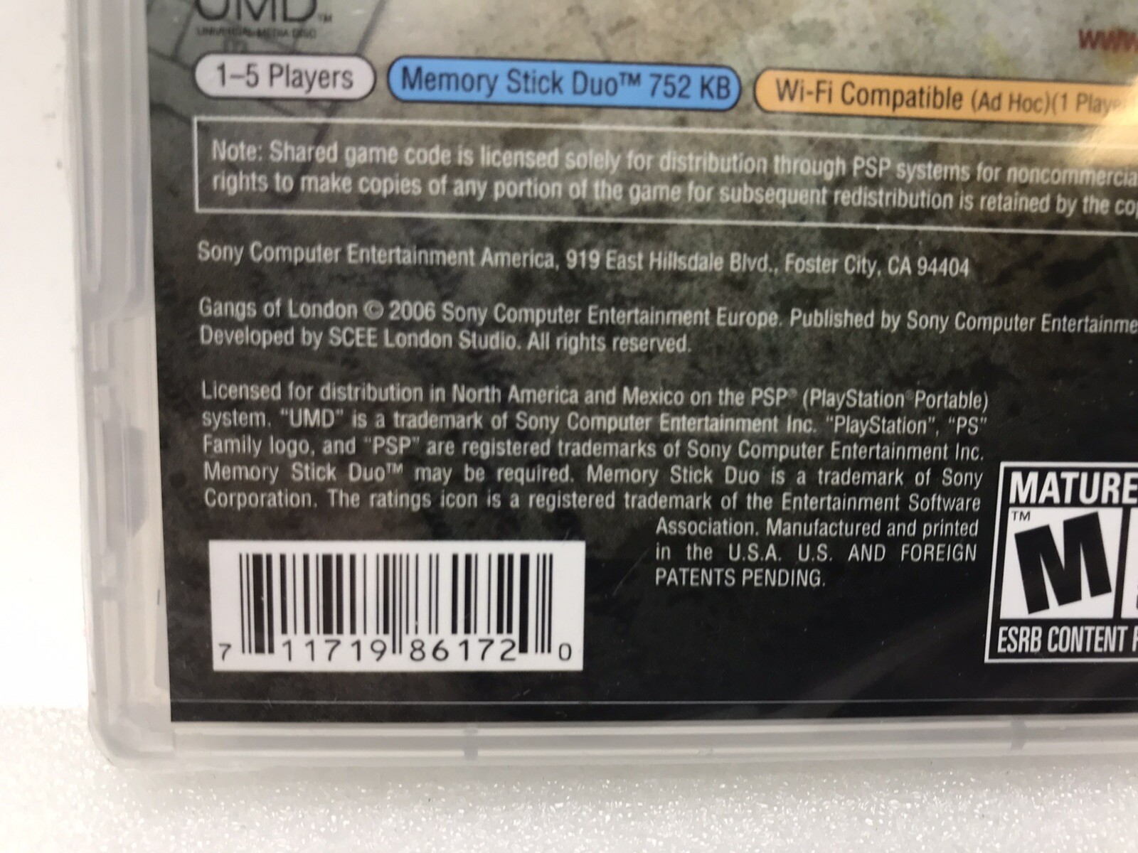Gangs of London Sony PSP, 2006 UMD PlayStation Portable Game New Sealed