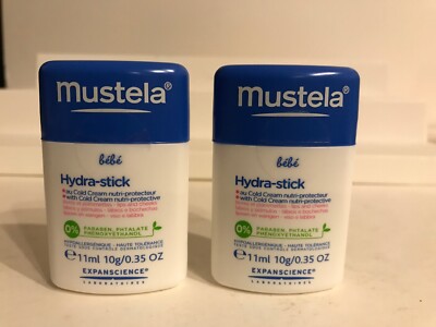 2X Mustela Bebe  HYDRA-STICK 11 ML W/COLD CREAM MULTI-PROTECTIVE NEW 