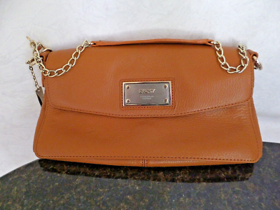 DKNY Donna Karan Super Soft Leather Brown Fold-Over Clutch Purse Shoulder  New | eBay