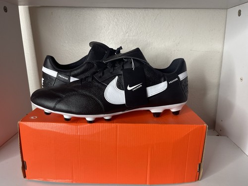 Sz 13 Men - Nike Premier III 3 FG Leather Black White Soccer