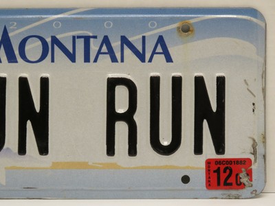 Single Montana License Plate SUN RUN Vanity Plate, Personalized License Plate