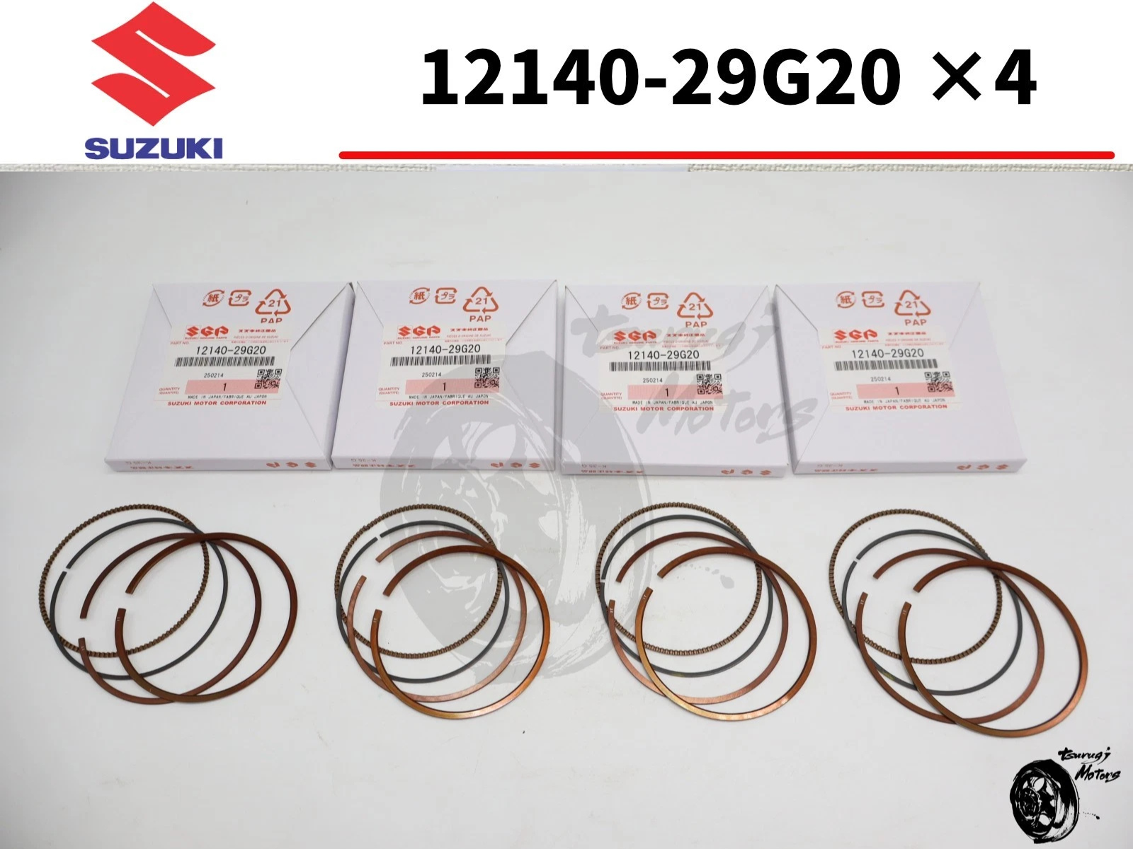 SUZUKI Genuine Piston Ring x4 set Part JDM Japan 12140-29G20