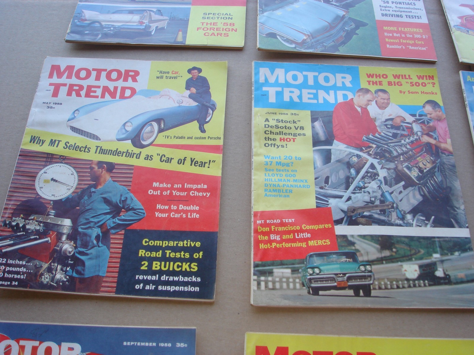 Lot of 12 VINTAGE 1958 MOTOR TREND CAR MAGAZINE Complete Year Chevy Ford Mopar
