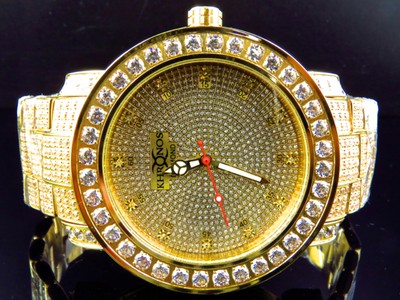 Pre-owned Khronos Yellow Iced Bezel & Band  Jojino Joe Rodeo Genuine Diamond Watch 50mm