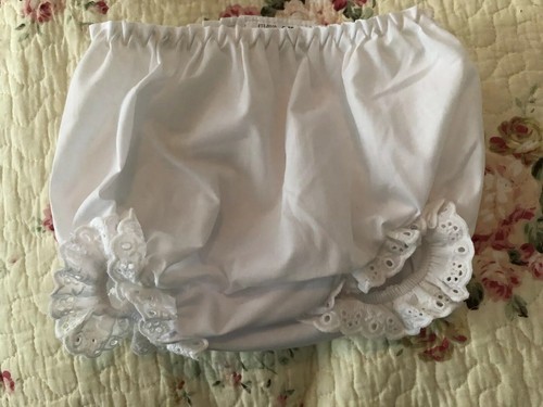 Baby Diaper Eyelet Cover Bloomer Embroidery Blank - White - 3-4