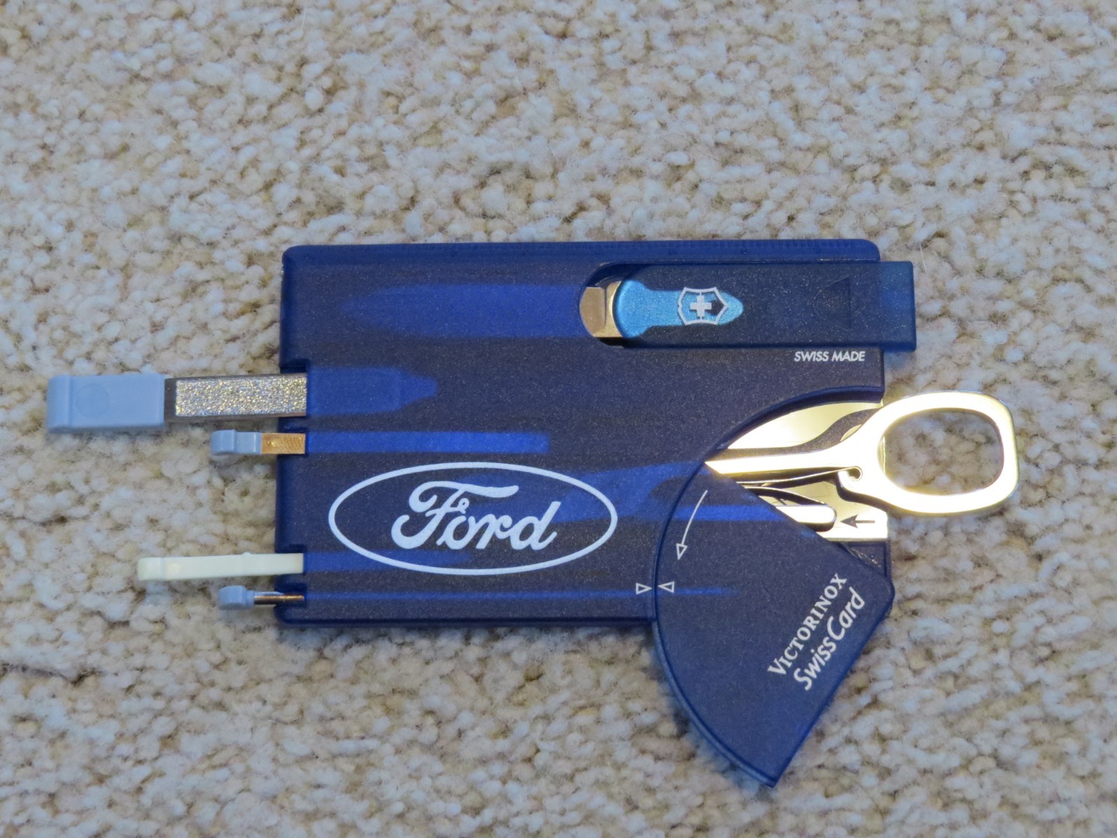 Victorinox Swiss Army SwissCard Pocket Tool, Sapphire Ford branded Metal Tin