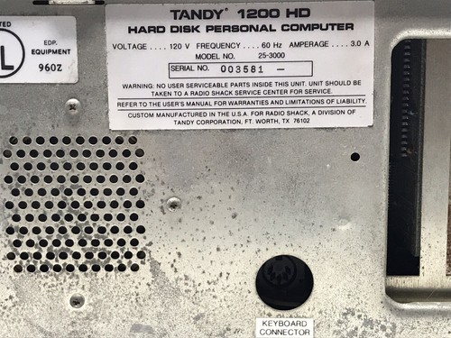 For Parts/Repair Radio Shack Tandy 1200 HD Computer