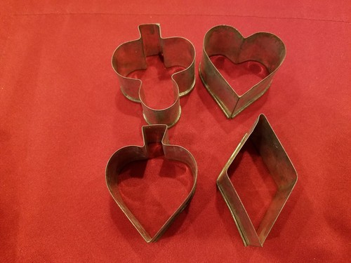 Vtg Metal Playing Card Suits Cookie Sandwich Cutter Set Heavy Rolled Edge - 0119