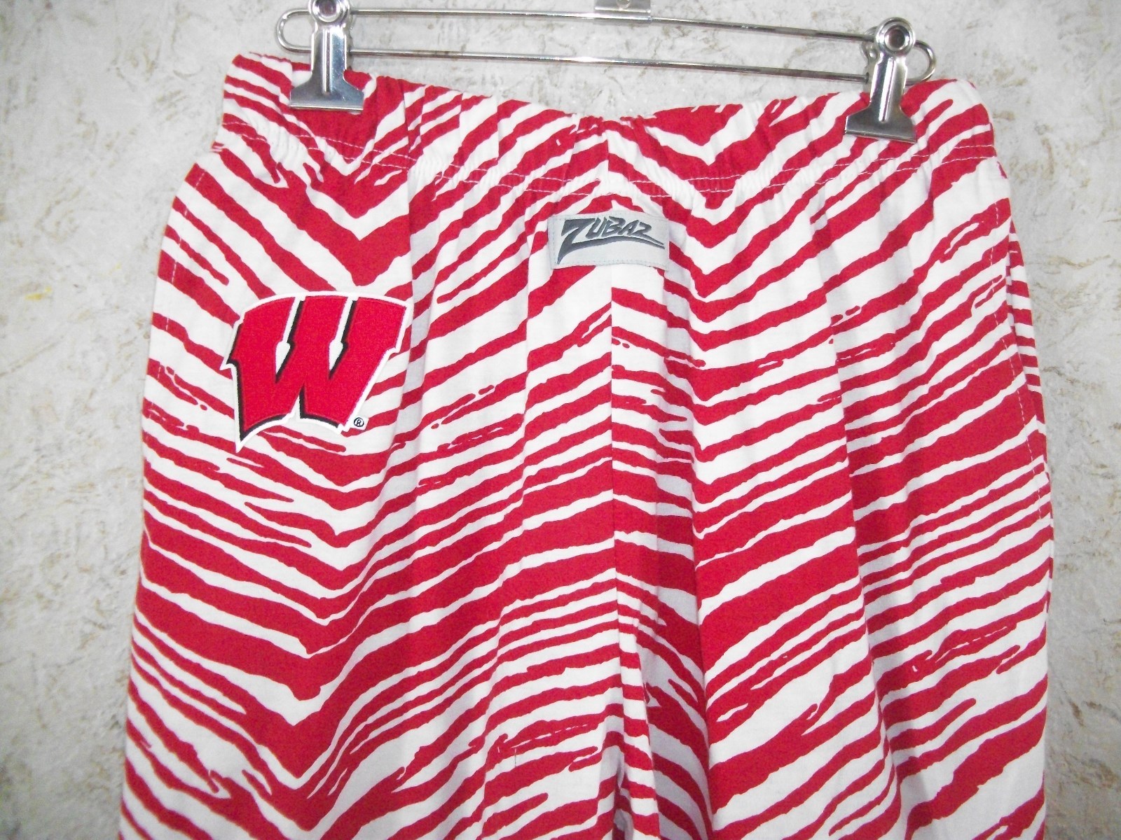 ZUBAZ Wisconsin Badgers Red White Zebra Striped Lounge Pants Womens MEDIUM NWOT