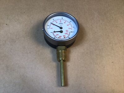 Winters Dual Scale Tridicator Thermometer with 2'' Stem Steel 0-200Psi/Kpa