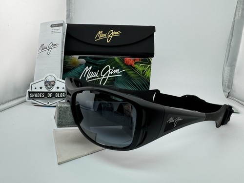 Pre-owned Maui Jim Waterman Mj 410-2m Matte Black W/ Neutral Grey Polarized Sunglasses